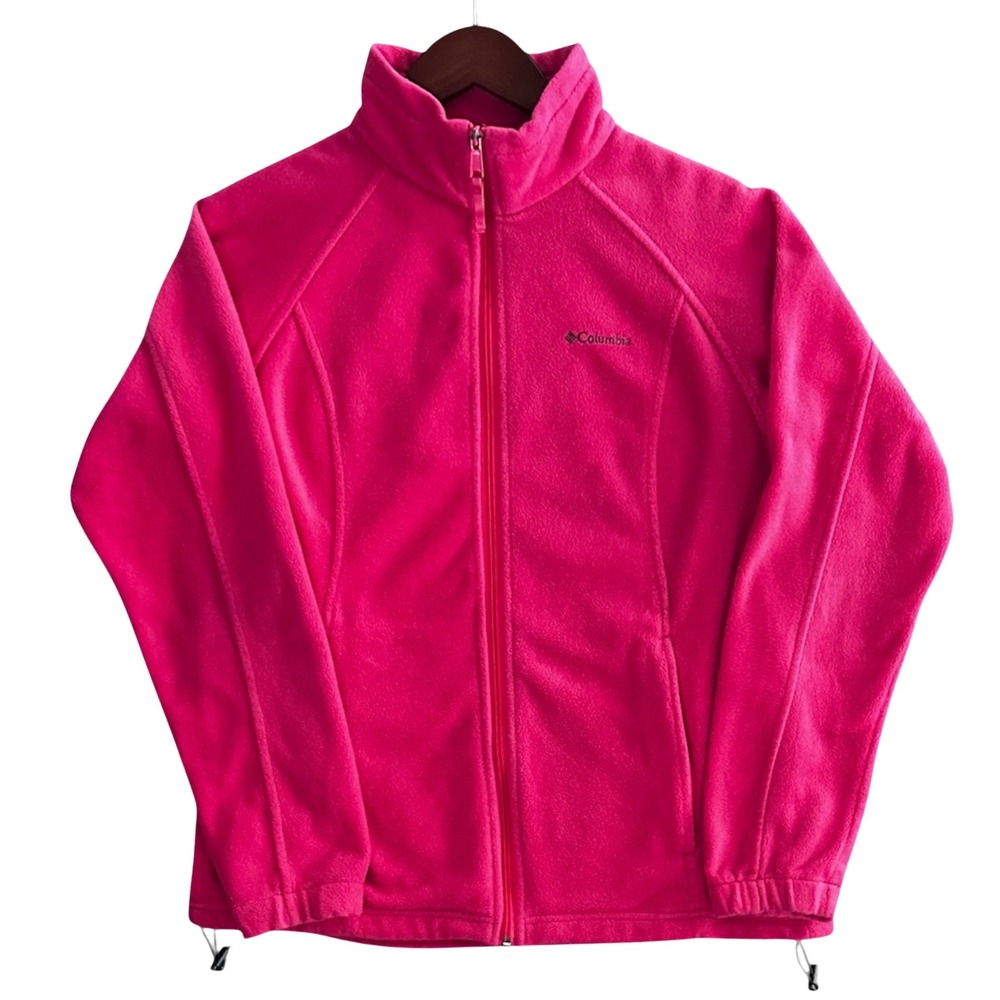 Columbia Benton Springs Fleece Jacket Women Large L Full Zip Hot Pink Outdoor